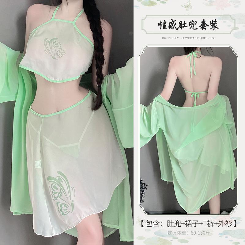 Sexy Lingerie Pajamas Hanfu Antique Belly Pocket Pure Desire Style Hot Uniform Perspective Nightdress