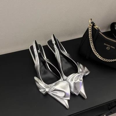 Women Sexy High Heels Sandals Fashion Pointed Toe Shallow Slip On Ladies Elegant Slingback Shoes Party Dress Med Heel Pumps Shoe