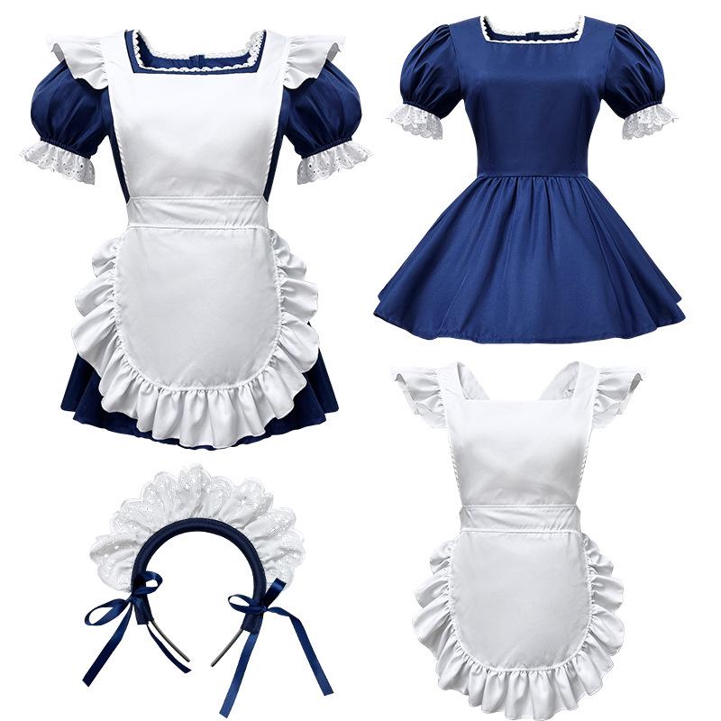 2025 Angelic Maid Navy Blue Lolita Dress Set - Cute Japanese Cosplay Outfit