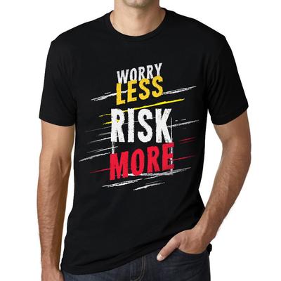 Men's Vintage Tee Shirt Graphic T Shirt Worry Less Risk More Deep Black White Text