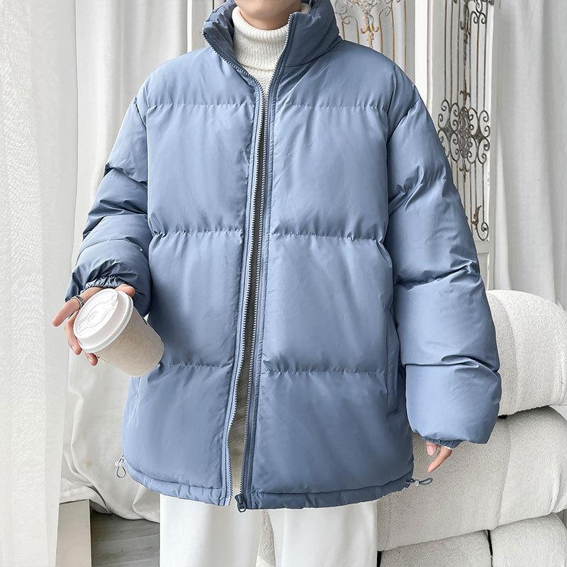 New Men's Solid Color Cotton Jacket, Large Size Bread Jacket, Casual Jacket, Thickened Stand-up Collar Cotton Jacket, Men