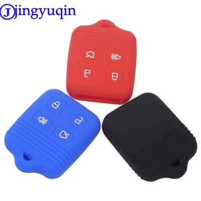 Jingyuqin 4 Buttons Silicone Key Fob Case Cover For Ford Focus Freestye F150 F250 E150 Ranger Explorer Econoline Lincoln Mercury