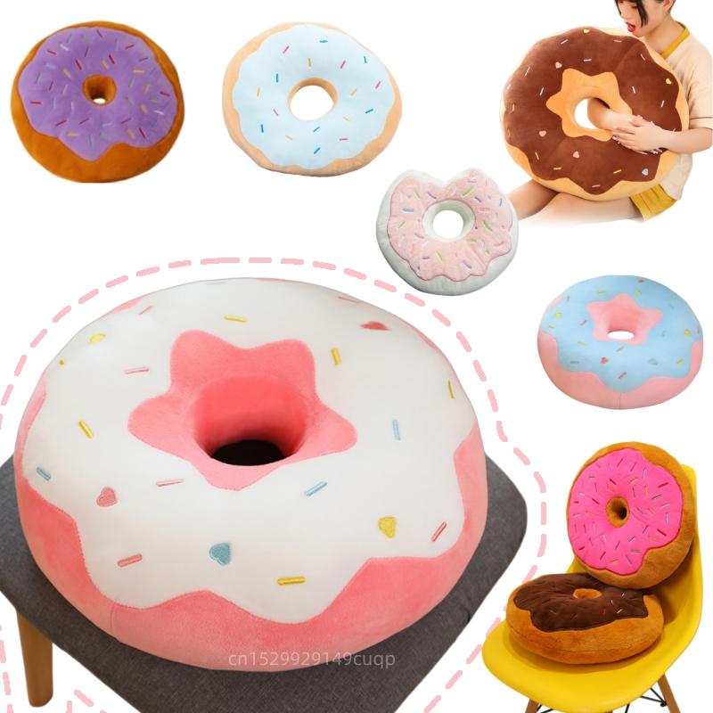 38Cm Cartoon Soft Doughnut Plush Doll Pillow Colorful Round Doughnut Dessert Cookie Plush Toy Home Decoration Gift For Children