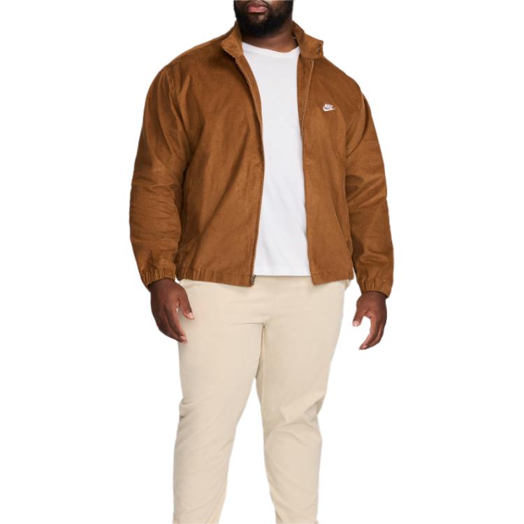 Nike Abbigliamento sportivo Club Giacca sportiva casual comoda morbida Uomo Giacca Marrone chiaro Bianco FZ0631-281