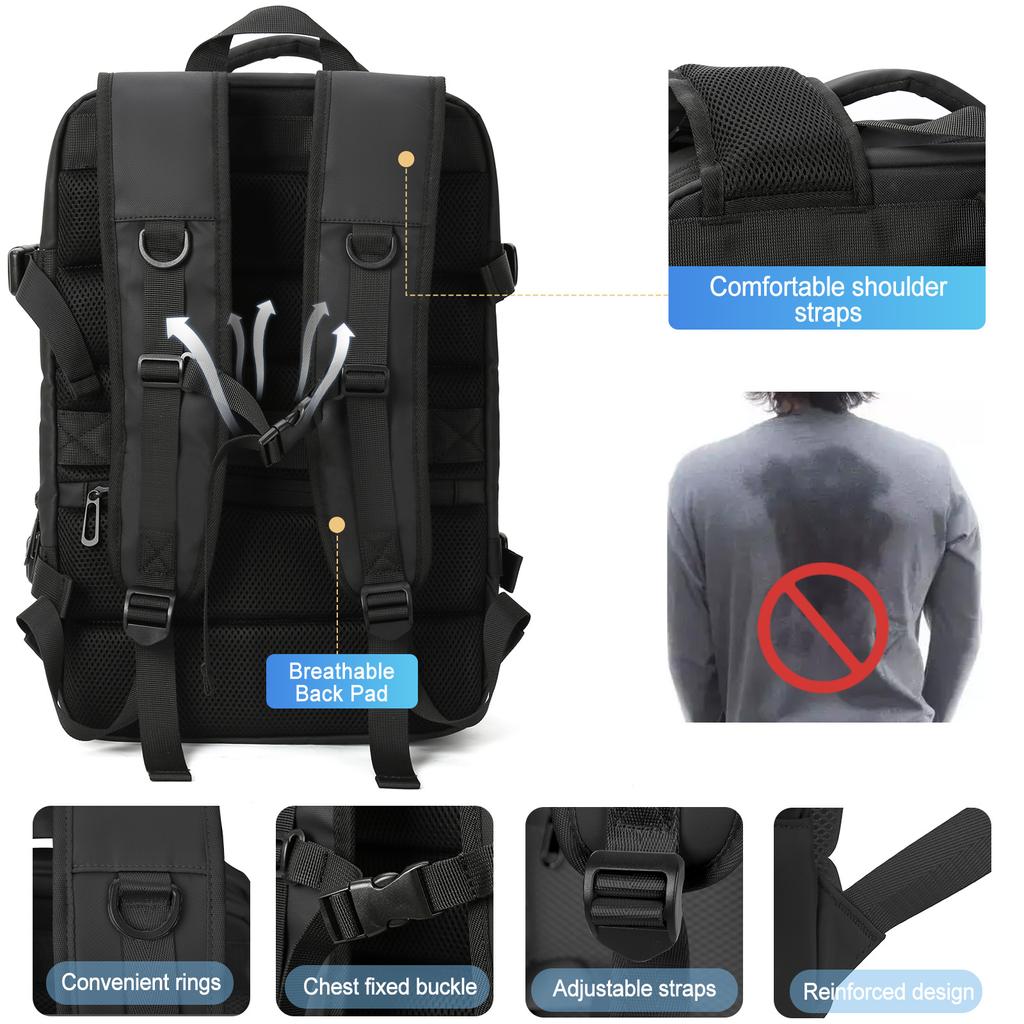 Men'S Minimalist Business Travel Backpack Large Expandable 17 Inch Laptop Backpack Anti-Theft Trip Luggage Bag With Usb Charging Quality