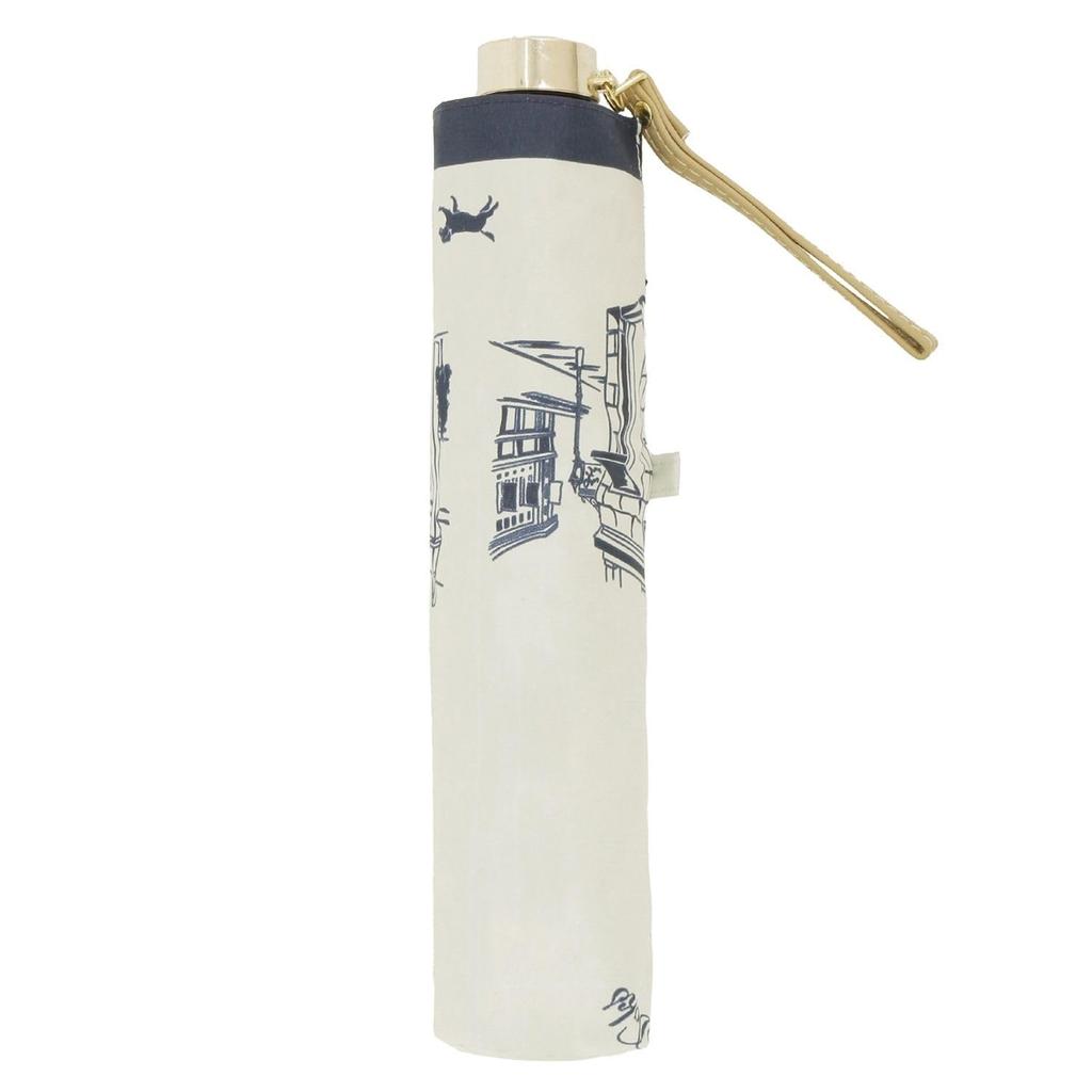 Moonbat Folding Parasol for Made In Perfect for Sun and Premium Light Heat and UV Cityscape White "Dachshund" Women, Japan, Rain, Blocking,