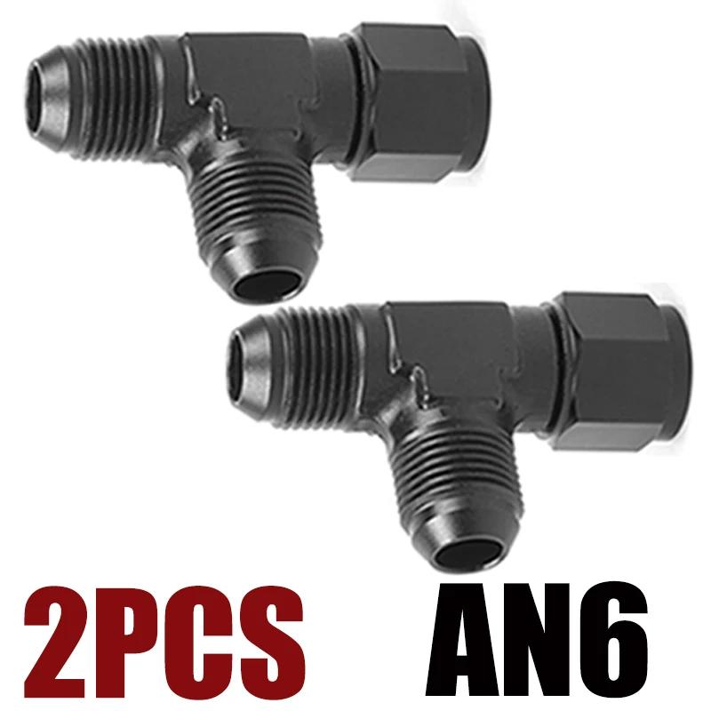2Pcs Aluminum Flare Tee Fittings AN4 AN6 AN8 AN10 AN12 Male With 4 6 8 10 12 AN Female Swivel On Side Male To AN Female Adaptor