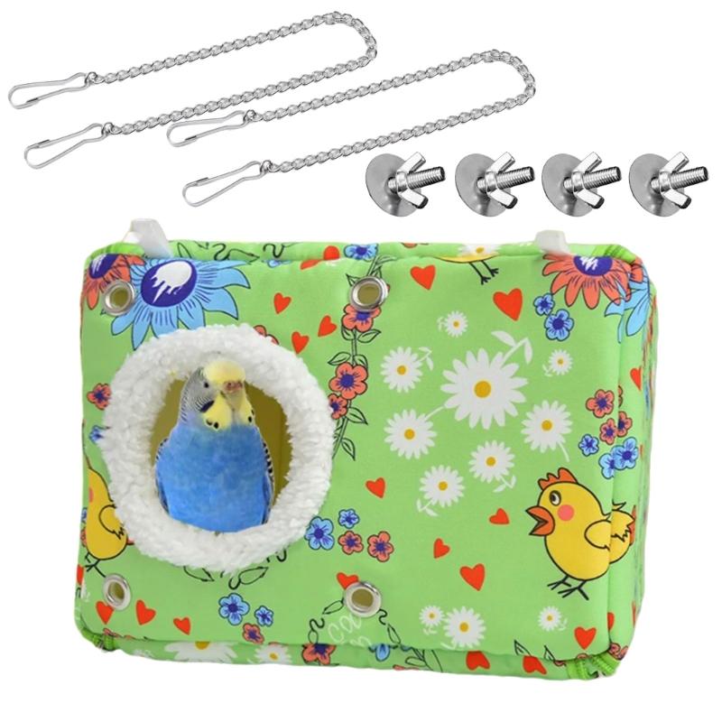 Ninho de Papagaio de Pelúcia Grosso Rede de Gaiola de Pássaro Quente Cama para Clima Frio Design de Pendurar Seguro na Gaiola Abrigo para Pássaros