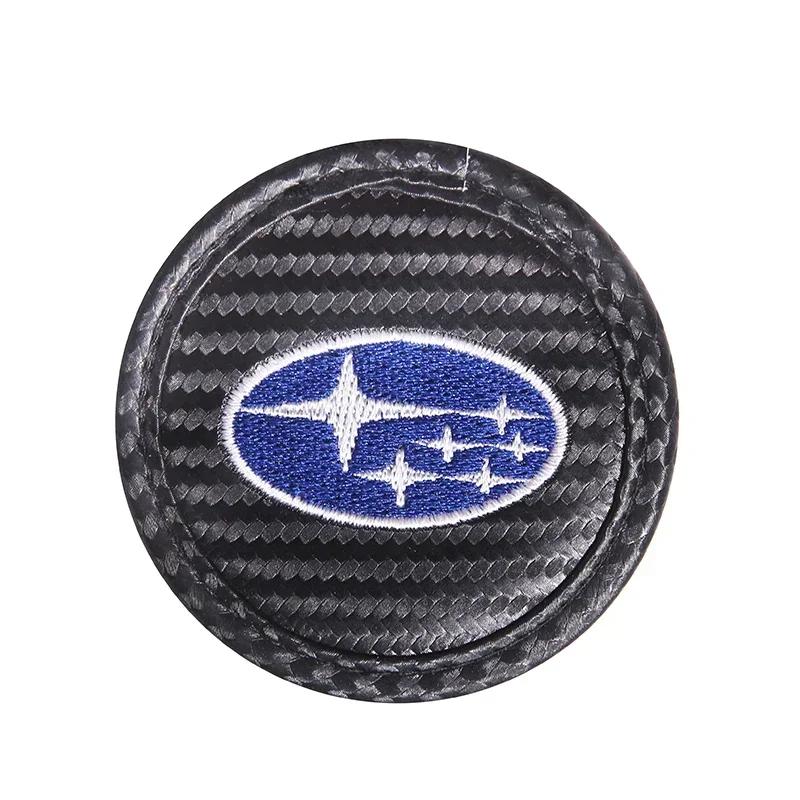 For Subaru Impreza Legacy Forester Outback WRX BRZ Tribeca 2pcs Car Badge Interior Parts Anti-slip Mat Water Coaster Accessories
