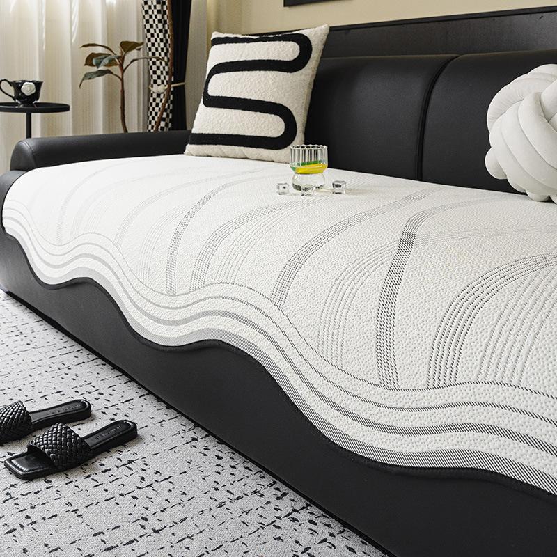 

New Ice Silk Mat Sofa Cushion Simple Modern Straight Line Sofa Towel Cover Cloth Summer Special-Shaped Sofa Cushion 90*90cm