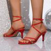 Women Sandals Fashionable Pure Color Shiny Leather Shoes Fish Mouth Thin High Heel Sandals Casual Large Size Casual High Heels