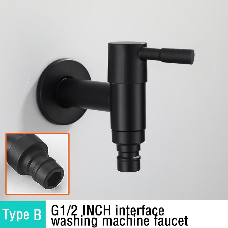 Schwarzer Wasserhahn, Wandmontage, kleiner Wasserhahn, dekorativer Garten-Wasserhahn, Mopp, Pool, Waschmaschine, Wasserhahn, Becken, Bibcock-Wasserhähne