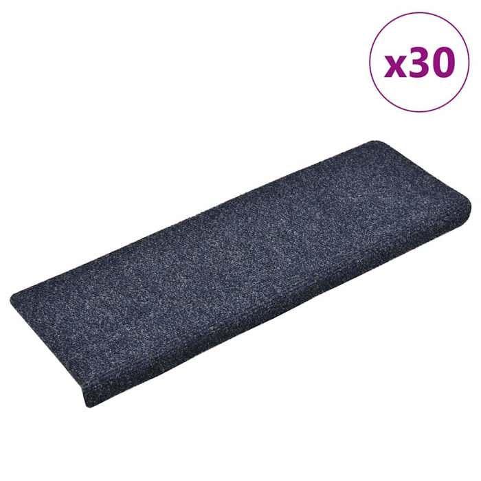 VidaXL Tapis d'escalier autocollants 30 pièces 65 x 21 x 4 cm Bleu Bord rectangulaire 3365696