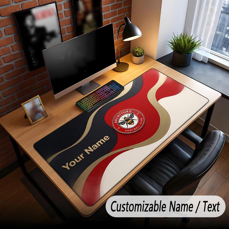 Large Mouse Pad Brentford Football Print Custom Name Text Desk Mat for Office Gaming