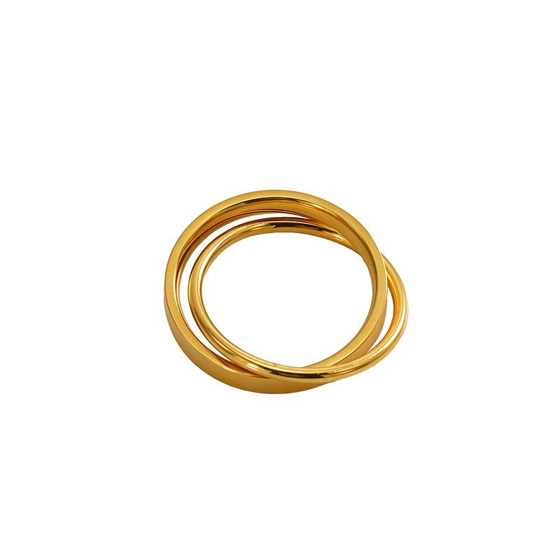 Stainless steel Korean version double-layer ring interlocking ring set fashionable titanium steel jewelry women
