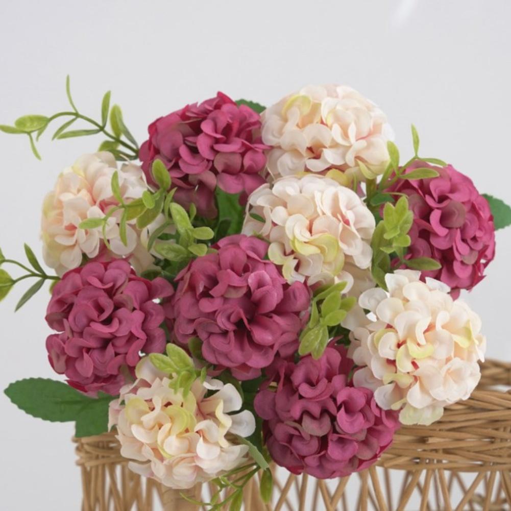 Artificial Hydrangea Silk Flower Bouquet Elegant Centerpiece розы красного