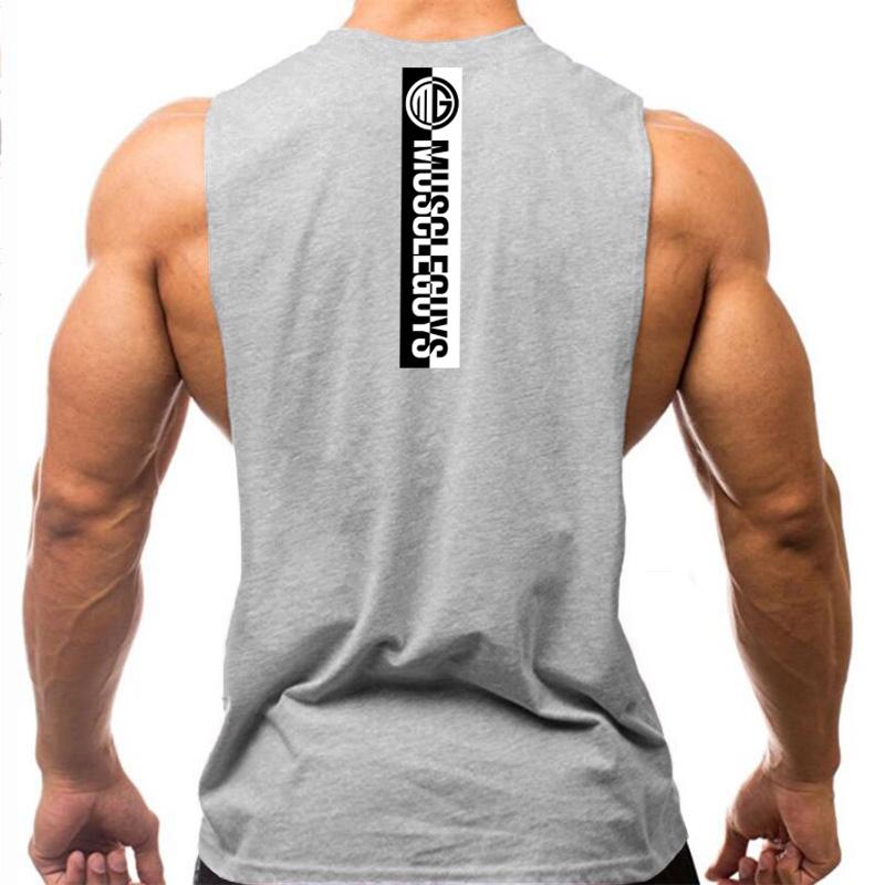 Muscleguys Herren Laufshirts Atmungsaktiv Fitnessstudio Bodybuilding Kleidung Sommer Baumwolle Ärmellose Tanktops Training Muskel Jogging Tanktops