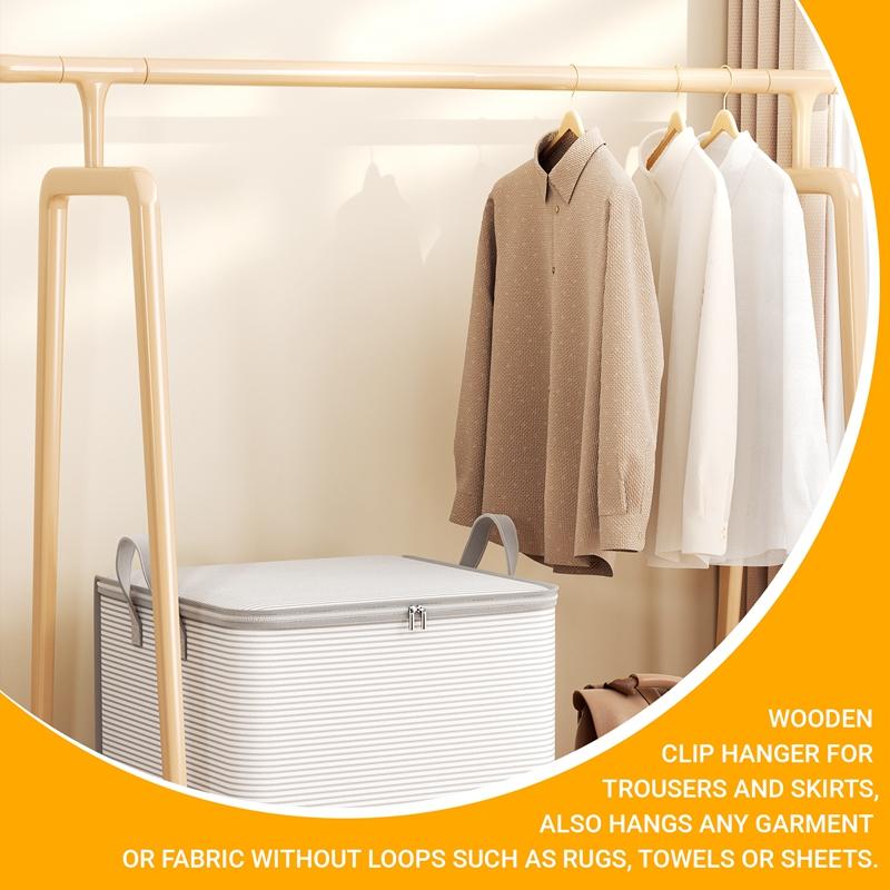 10 Pack Solid Finish Wooden Trousers/Skirt Hangers With Anti-Rust Clips Coat Clothes Hangers