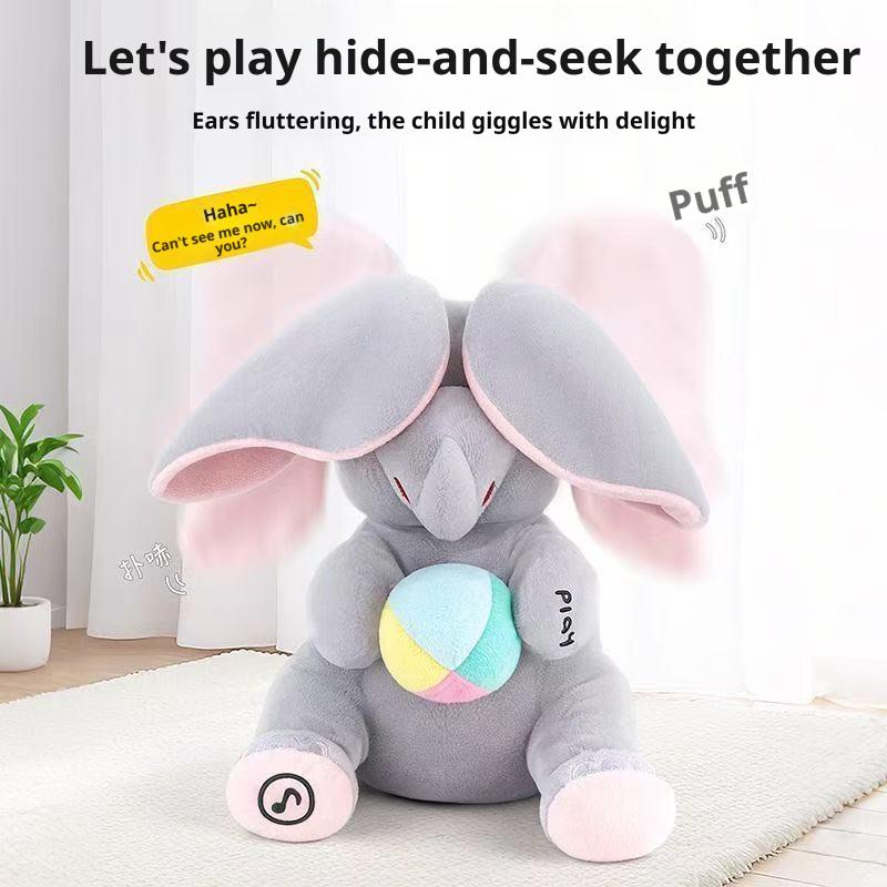Hide-And-Seek Elephant Plush Toy Flapping Ears With Cheerful Songs Elephant Soft Soothing Babies Toys Christmas Gift