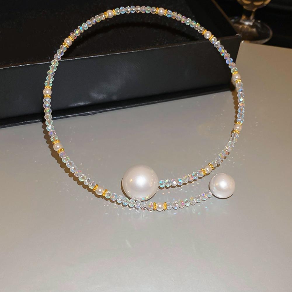 Irregular Cross Pearl Collar Versatile High Sense Fashion Clavicle Chain French Vintage Light Luxury Necklace Women