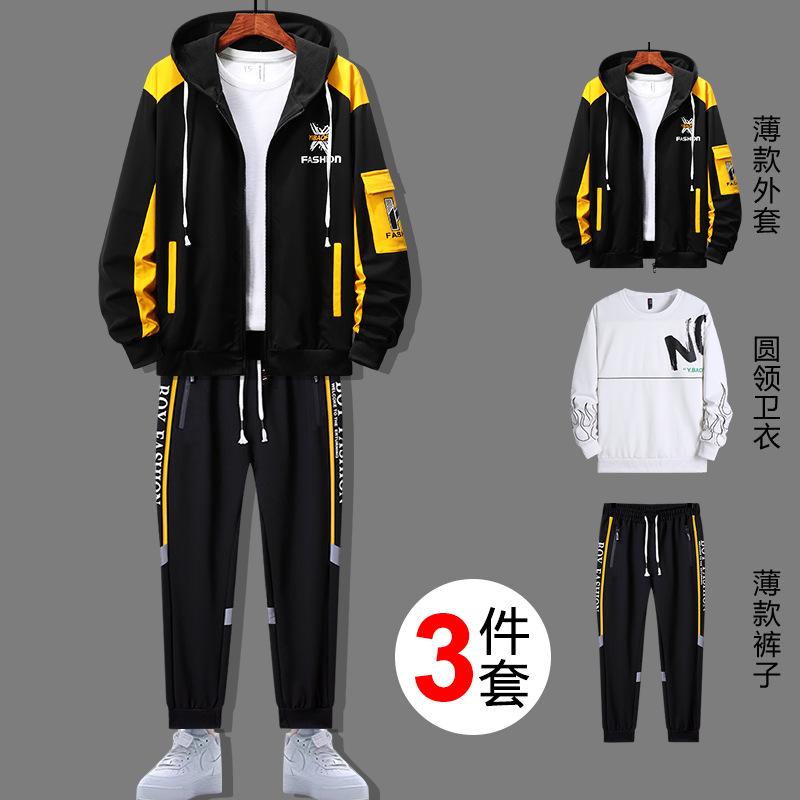Sports Suit Men s Hoodie Trendy Casual Fashion High School Students Handsome Youth Three Piece Set L