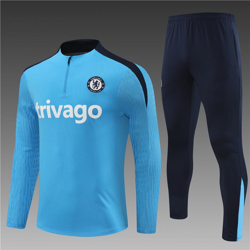 Chelsea Football Jersey Game Training Jersey Set Autumn And Winter Semi-Pull Pre-Game Warm-Up Jersey Children'S Short Sleeves