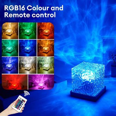 Colors Dynamic Rotating Water Ripple Projector Night Light Flame Crystal Lamp for Living Room Study Bedroom Rotating Light