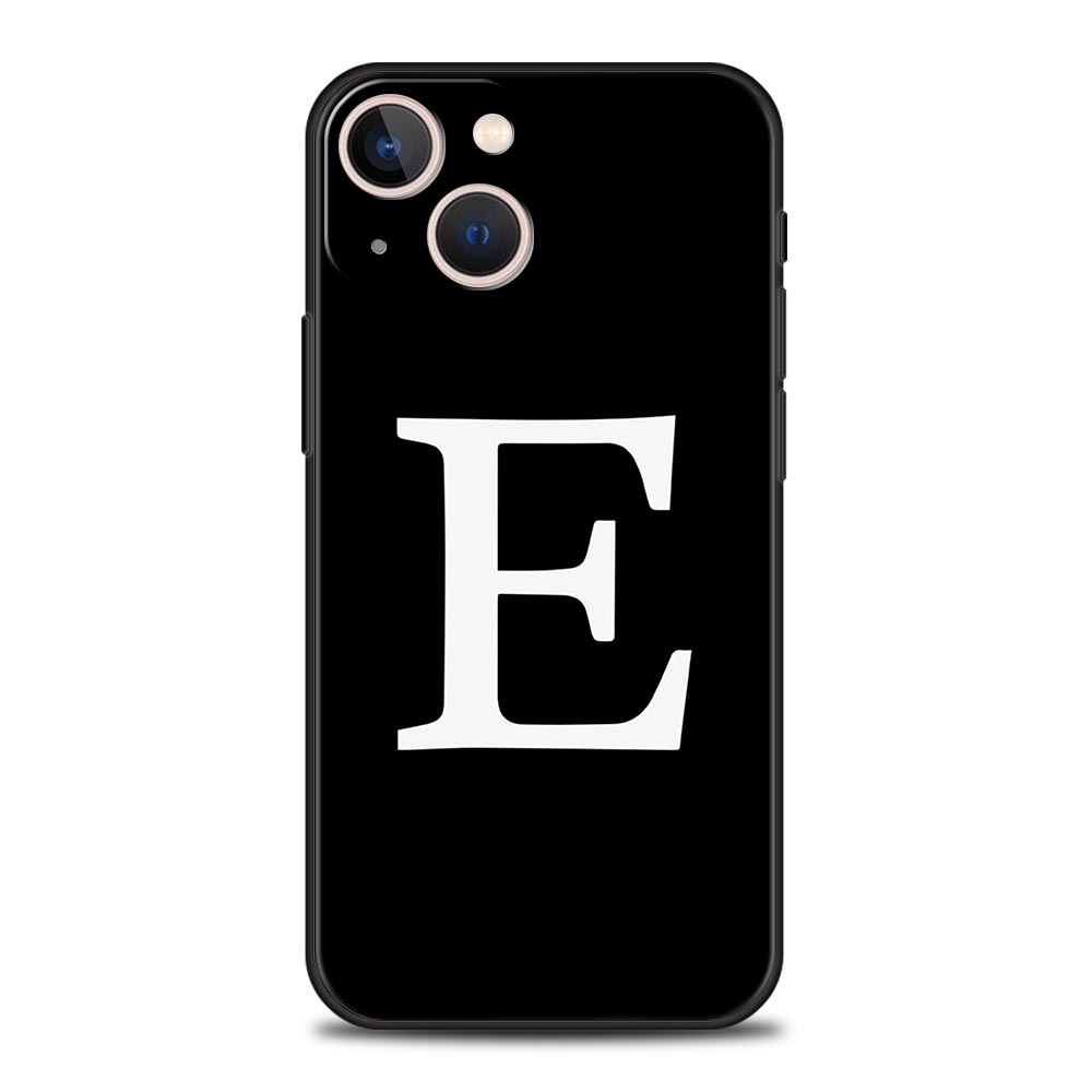 Luxury Phone Case For Apple iPhone 11 15 14 Pro MAX 12 13 7 8 Plus X XR XS MAX SE Black Cover Funda Initial Letter A Z Fashion
