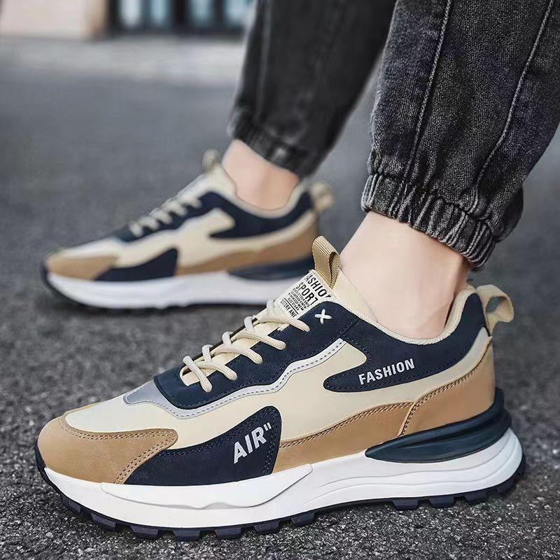 Men's Shoes New Spring and Autumn Casual Sports Shoes Leather Surface Non-slip Waterproof Work Running Trendy Shoes