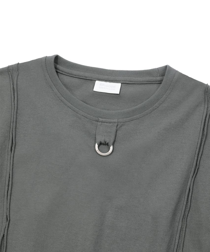 EPISODE UNTITLED Crop Cut-Off Logo Ring Point T-Shirt_Grey
