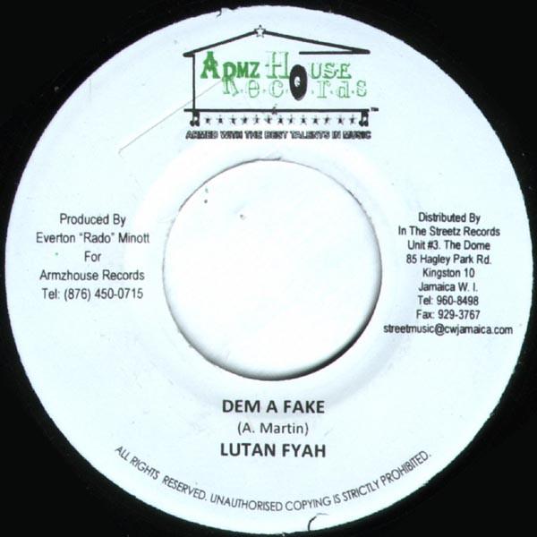 

7inch Record LUTAN FYAH - Dem A Fake NONE Armz House Reco Jamaica Reggae, Ska & Dub Used