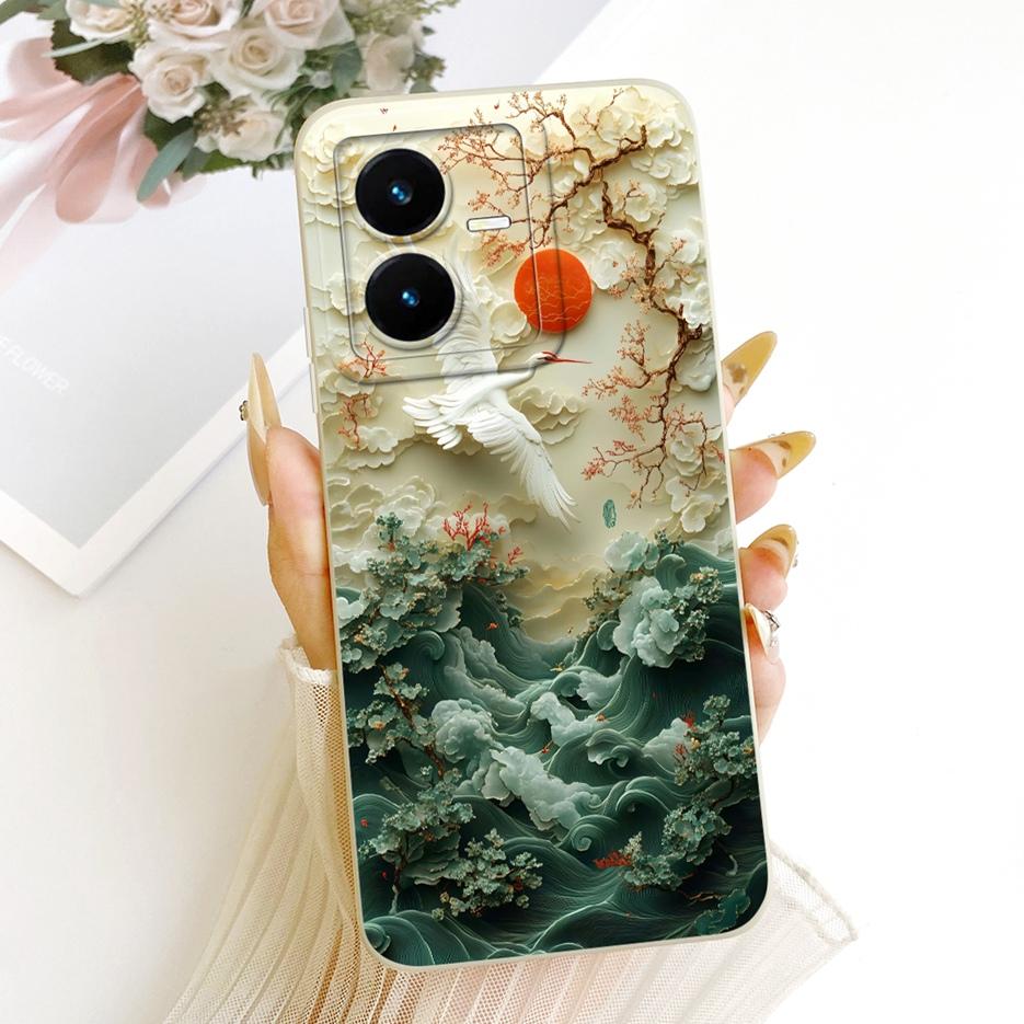 For Vivo Y22 Y22s Case V2206 V2207 Luxury Flowers Candy Painted Cover Soft Silicone Phone Case For Vivo Y22s Y 22 VivoY22 S Bags