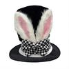Rabbit Costume Set 4 Piece Bunny Ear Top Hat Glasses Necktie Gloves Set for Halloween Easter Cosplay Accessory