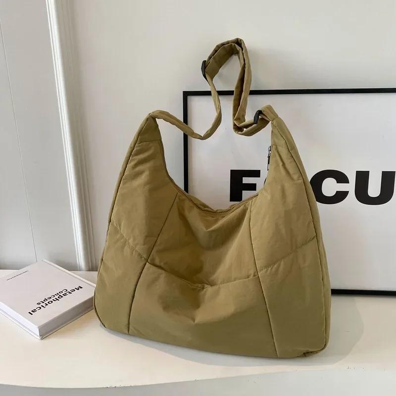 

Trendy Soft Cloth Crossbody Bag for Women Solid Color Big Handbags Y2k Casual Style Shoulder Bag Spring Student Fashion