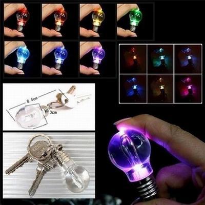 Creatieve kleur veranderende LED-zaklamp licht Mini gloeilamp sleutelhanger Ring Clear Torch sleutelhanger mode-accessoires