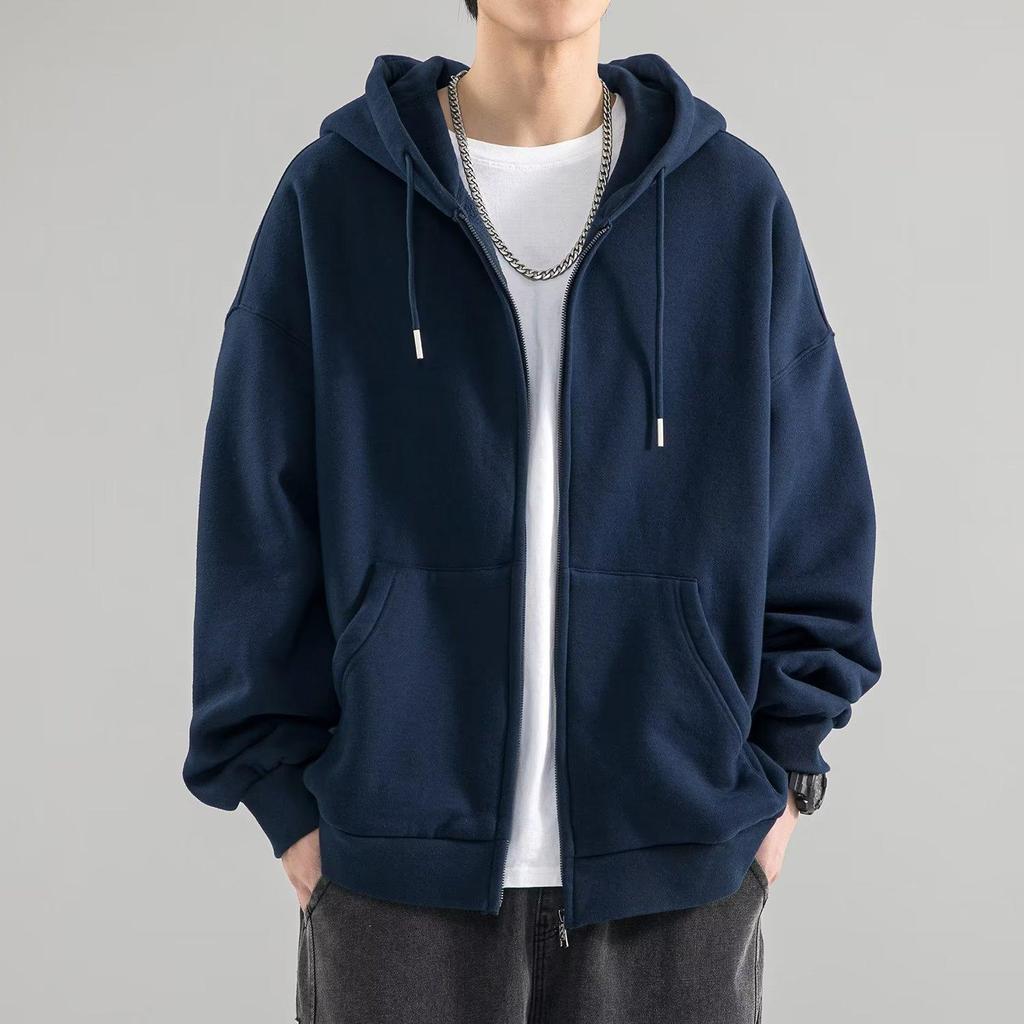 Factory Straight Hair 2026 Autumn and Winter Hooded Fleece Sweater Men's Loose Ins Trendy Brand Casual Solid Color Boys Coat