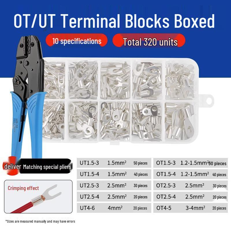 Tubular Needle Terminal Set: RV Crimp Pliers & SV/OT/UT Copper Lugs