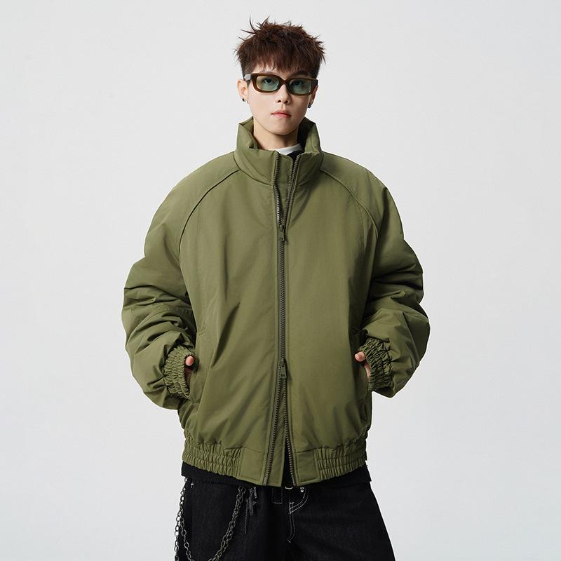 Herren Outdoor Baumwolljacke Stehkragen Reißverschluss Lockerer Schnitt Freizeit Wintermantel