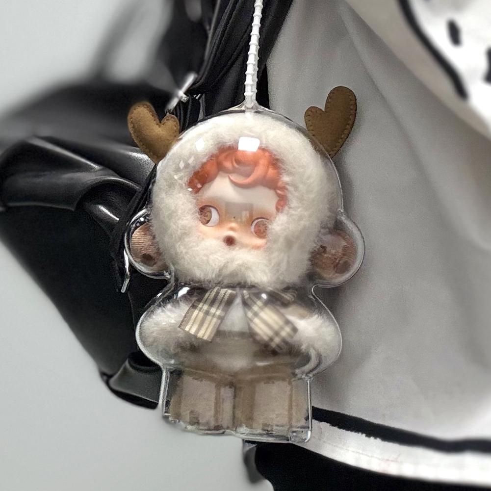 1PC Protective Acrylic Storage Case For Plush Dolls Display Bag for Skull Panda No Doll Transparent Portable Cable Organizer Box