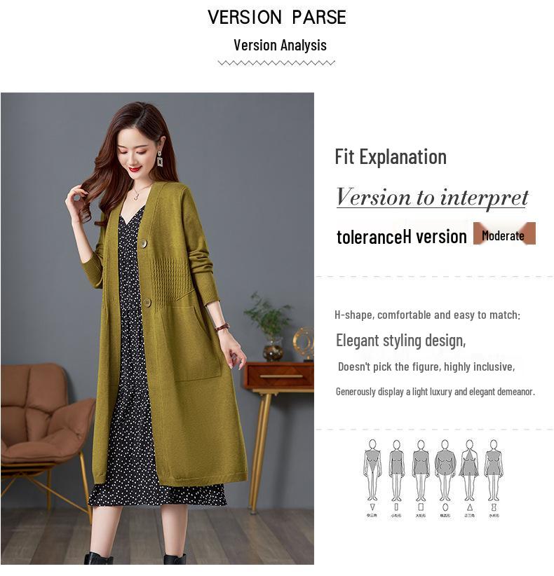 2024 Trendiger Overknee-Cardigan: Mittellanger, locker gestrickter Schal mit tailliertem Design