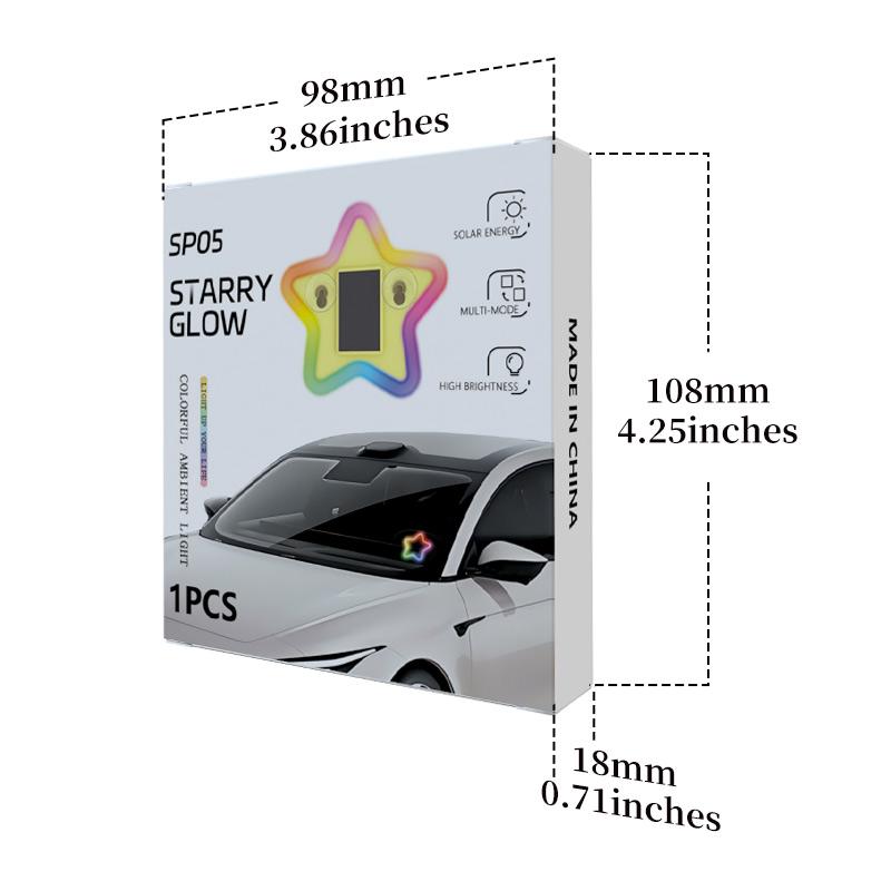Solar Powered Ambient Lights Star Neon Automobile Interior Decorative LED Car Windshield Window Decoration with Suction Cup