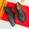 Men Loafers Black Platform Elevator Leather Shoes Thick Sole Formal Business Wedding Dress Prom Lightweight Shoes Large Size