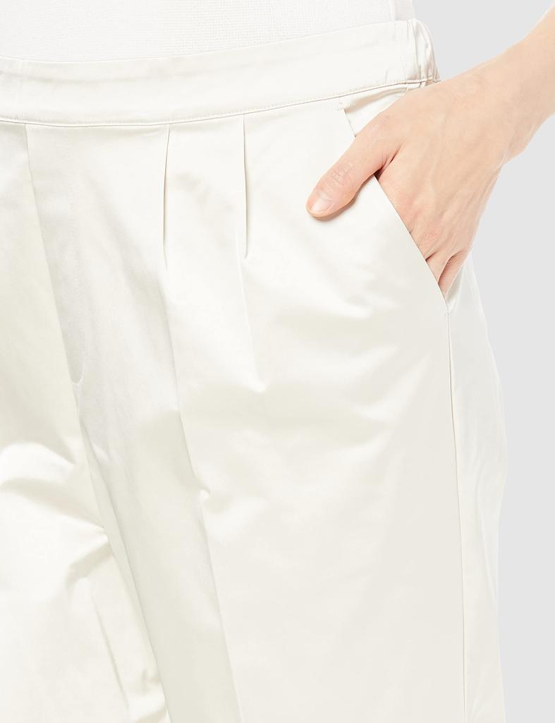 Casual Dull Satin Occasion Champagne Beige SM [Woman Plus] Pants, Shirt-in Pants, Women's,
