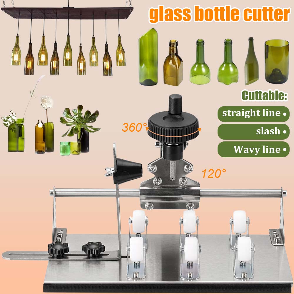 New Glass Bottle Cutter - Professional DIY Glass Cutting Tool for Square, Round Bottles and Bottlenecks with Accessories