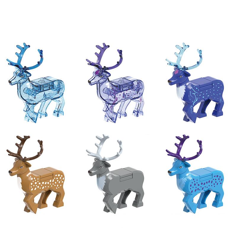 MOC Christmas Reindeer Building Blocks Compatible Figures Santa Claus Deer Elk Parts Bricks Particle DIY Toys Children Xmas Gift
