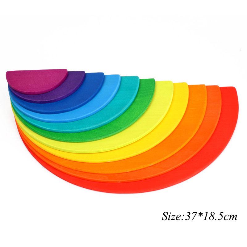 Montessori Regenboog Bouwblokken Massief Hout Educatief Speelgoed Regenboog Bos Kasteel Poppen Creatieve Puzzel Educatief Speelgoed Voor Kind