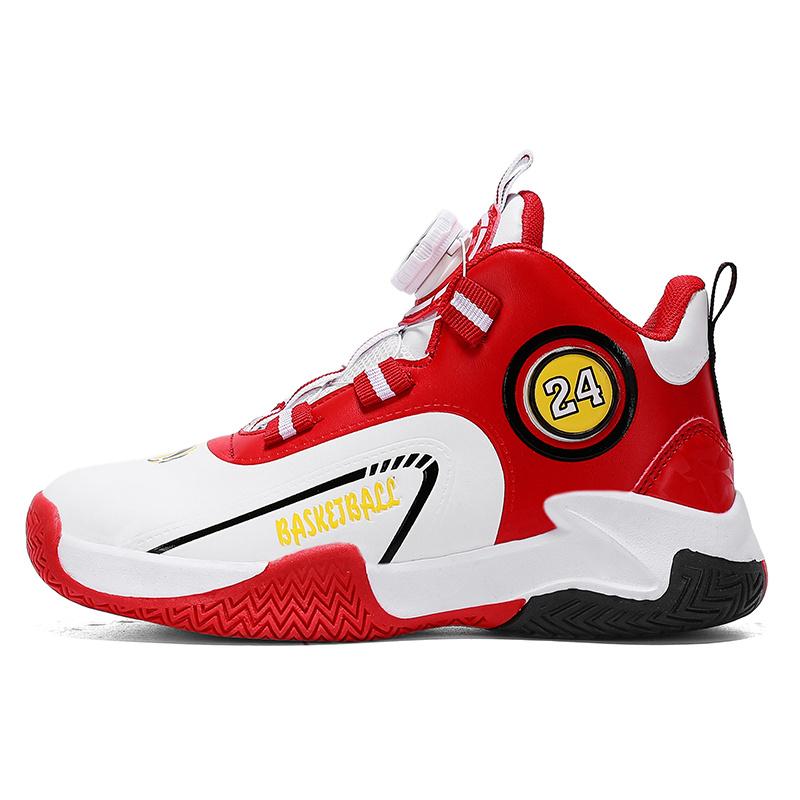 Brand Kids Basketball Shoes Rotary Buckle Design Boys Sneakers High Top Non-slip Leather Children Sports Shoes tênis de basquete