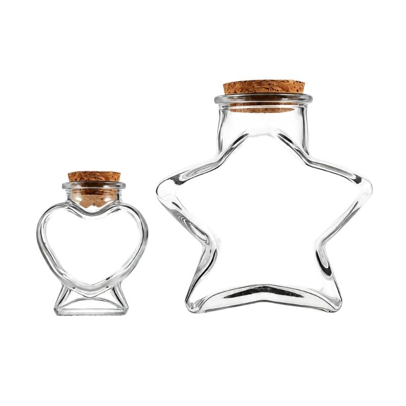 Decorative Glass Bottles With Cork Stoppers See-Through Glass Display Bottle with Wood Cap for Sand Paper Bits and Wedding Shelf Home Room Styling