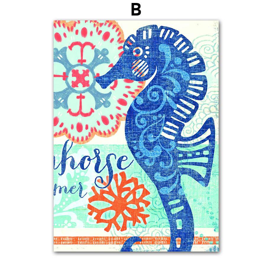 

Черепаха, Кит, гиппокамп, осьминог, морские животные, настенная живопись, холст, живопись, постеры и принты, настенные панно для декора гостиной 40X50 cm No Framed