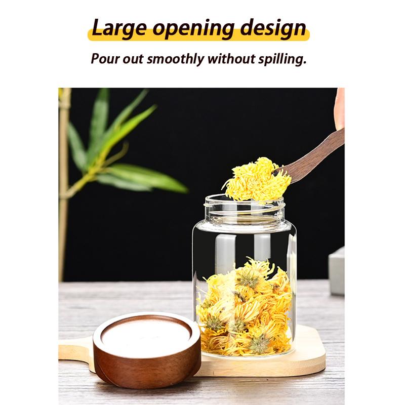 Coffee Bean Glass Sealed Jar Tea Coffee Powder Spice Sealed Storage Jar Acacia Wood Lid Glass Jar